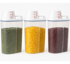 Kit com 3 Potes Herméticos 2l Copo Medidor Cozinha Lavanderia