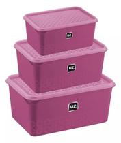 Kit Com 3 Potes Multiuso 1 Litro, 2 Litros, 3Litros Uz Roxo Magenta