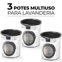 Kit Com 3 Potes Multiuso Para Lavanderia 1,6kg Personalizado Tamanho M 2100ml 17cm x 13cm Kit Com 3 Potes Multiuso Para Lavanderia 1,6kg Personalizado Tamanho M 2100ml 17cm x 13cm
