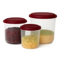 Kit com 3 potes para Mantimento com tampa Redondo - 1300ML/2000ML/3300ML