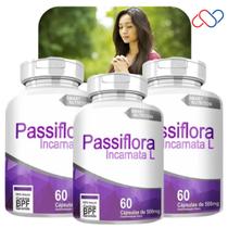 Kit com 3 Potes Passiflora (maracujá) 500mg 180 Cápsulas