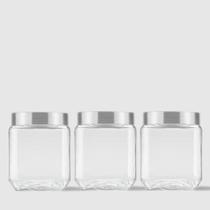 Kit com 3 Potes Quadrados Collection 1,2L Inox Escovado Invicta Kit com 3 Potes Quadrados Collection 1,2L Inox Escovado Invicta