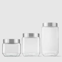 Kit com 3 Potes Quadrados Collection Invicta Kit com 3 Potes Quadrados Collection Invicta