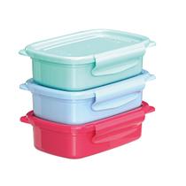 Kit com 3 potes rasos pequeno colorido com travas 270 ml colorido