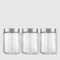 Kit com 3 Potes Redondos Collection 1,1L Inox Escovado Invicta Kit com 3 Potes Redondos Collection 1,1L Inox Escovado Invicta