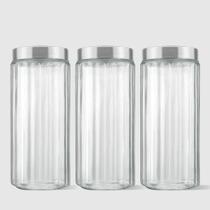 Kit com 3 Potes Redondos Collection 2,2L Inox Escovado Invicta Kit com 3 Potes Redondos Collection 2,2L Inox Escovado Invicta
