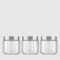 Kit com 3 Potes Redondos Collection 800ml Inox Escovado Invicta Kit com 3 Potes Redondos Collection 800ml Inox Escovado Invicta