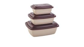 Kit com 3 Potes Retangular 350/700/1,5L Avelã Tabaco ( 37228 ) Kit com 3 Potes Retangular 350/700/1,5L Avelã Tabaco ( 37228 )