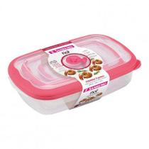 Kit com 3 potes retangular Sanremo Salmão Kit com 3 potes retangular Sanremo Salmão