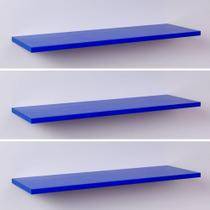 Kit com 3 Prateleiras 60 x 20cm Suporte Invisivel - Cor Azul
