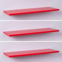 Kit com 3 Prateleiras 60 x 20cm Vermelho Suporte Invisivel