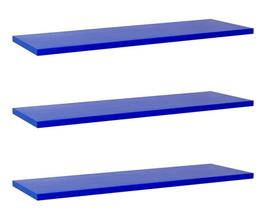 Kit Com 3 Prateleiras 80 X 10cm Suporte Invisivel Cor Azul