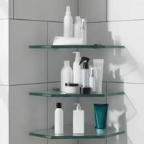 Kit com 3 Prateleiras de Vidro para Chanfrada 25x25 cm Design Elegante banheiro, Cozinha ou Sala