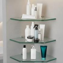 Kit com 3 Prateleiras de Vidro para Chanfrada 25x25 cm Design Elegante banheiro, Cozinha ou Sala