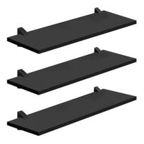Kit Com 3 Prateleiras Mdp Black 20x60 Com Suportes D-core