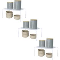 Kit com 3 Prateleiras Organizador de Cozinha Grande Aço Branco
