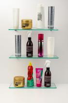 Kit com 3 Prateleiras Porta Shampoo em Vidro 35x10 cm Organização para Banheiro ou Cozinha Kit com 3 Prateleiras Porta Shampoo em Vidro 35x10 cm Organização para Banheiro ou Cozinha