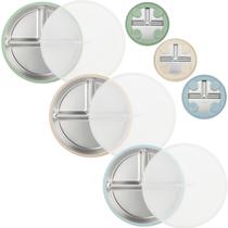Kit com 3 Pratos de Sucção para Bebê PandaEar em Aço Inoxidável Kit com 3 Pratos de Sucção para Bebê PandaEar em Aço Inoxidável
