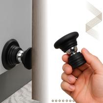 Kit com 3 Prendedores Batedor Trava Fixador Porta Imã Magnético Adesivo Inox Preto