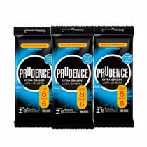 Kit com 3 Preservativo Prudence Extra Grande Ultra Sensível Leve 8 Pague 6