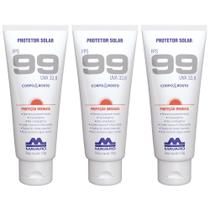 Kit Com 3 Protetor Bloqueador Solar Profissional 120g Corpo E Rosto FPS 99 Mavaro