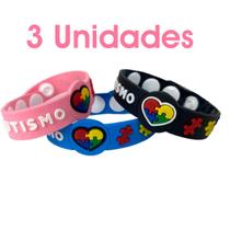 "Kit com 3 Pulseiras de Silicone Especiais para Crianças com Autismo: Juntos, criamos um mundo mais inclusivo!"