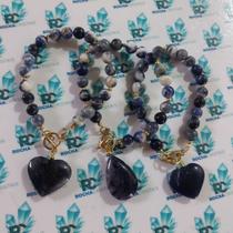 Kit com 3 pulseiras em Sodalita Kit com 3 pulseiras em Sodalita