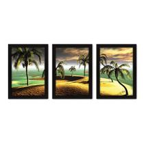 Kit Com 3 Quadros - Coqueiros Oásis Paisagem - 055kq02p