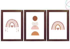 Kit com 3 Quadros Decorativos arco-íris escandinavo moldura Kit com 3 Quadros Decorativos arco-íris escandinavo moldura