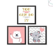 Kit com 3 Quadros Decorativos Infantil - Coala e Urso