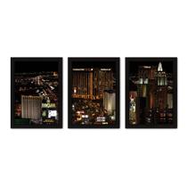 Kit Com 3 Quadros - Las Vegas Panorama Cidade - 241kq02p