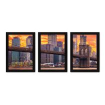 Kit Com 3 Quadros - New York Ponte Cidade - 006kq02p