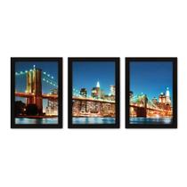 Kit Com 3 Quadros - New York Ponte Cidade - 190kq02p