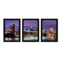 Kit Com 3 Quadros - New York Ponte Cidade - 201kq02p