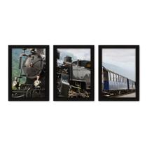 Kit Com 3 Quadros - Trem Locomotiva Paisagem - 235kq02p