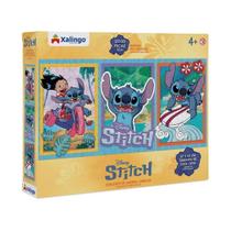 Kit com 3 Quebra Cabeça Lilo e Stitch 300 Peças Xalingo 3 Cenas Stitch Disney