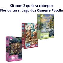 Kit com 3 quebra cabeças 500 pçs Floricultura Lago Poodle Kit com 3 quebra cabeças 500 pçs Floricultura Lago Poodle