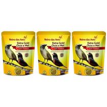 Kit Com 3 Ração Extra Gold Ovos E Mel 500g Para Trinca-Ferro, Azulão, Coleira, Canários - Reino Das Aves