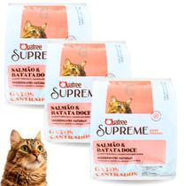 Kit Com 3 Ração Quatree Supreme Para Gato Castrado Salmão 1kg