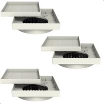Kit Com 3 Ralos Oculto Invisível Anti Inseto 15x15 Branco