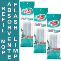Kit com 3 refil para mop flash limp limpeza geral plus absorvente