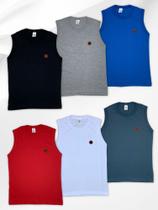 Kit Com 3 Regata Bordado Infantil e Juvenil Menino/Masculino Verão Kit Com 3 Regata Bordado Infantil e Juvenil Menino/Masculino Verão