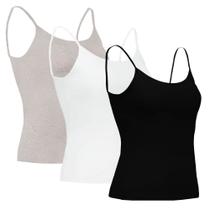 Kit com 3 Regatas Básicas Feminina Lisa Colors Kit com 3 Regatas Básicas Feminina Lisa Colors