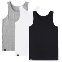Kit com 3 Regatas Básicas Masculinas Academia Estilo Dia a Dia