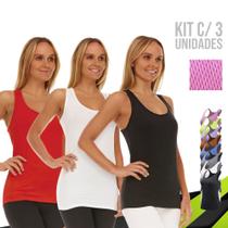 KIT com 3 REGATAS DRY FEMININA Camiseta Blusinha tecido furadinho Academia Fitness Corrida Yoga 653