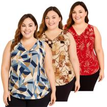 Kit Com 3 Regatas Feminina Malha Fria Excelente Liganete Senhora