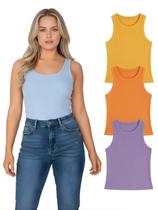 Kit Com 3 Regatas Ribana Feminina Cores Sortidas Cor:ColoridaTamanho:M