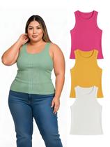 Kit Com 3 Regatas Ribana Feminina Cores Sortidas Plus Size Cor:ColoridoTamanho:Único Kit Com 3 Regatas Ribana Feminina Cores Sortidas Plus Size Cor:ColoridoTamanho:Único