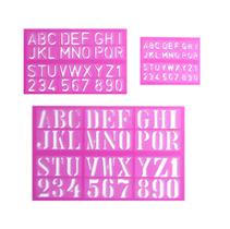 Kit com 3 Régua Normógrafo Números e letras 3 Tamanhos