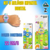 Kit com 3 Relógios Digitais para Crianças Modelos Sortidos e Coloridos Kit com 3 Relógios Digitais para Crianças Modelos Sortidos e Coloridos